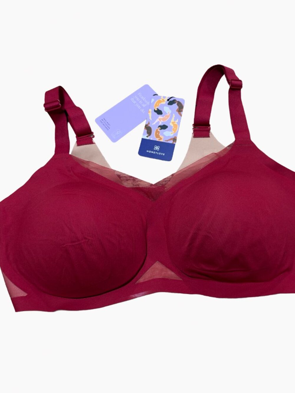 NWT Honeylove Silhouette Wireless Full Coverage Bra Fig Purple Size 42DD / 42DDD